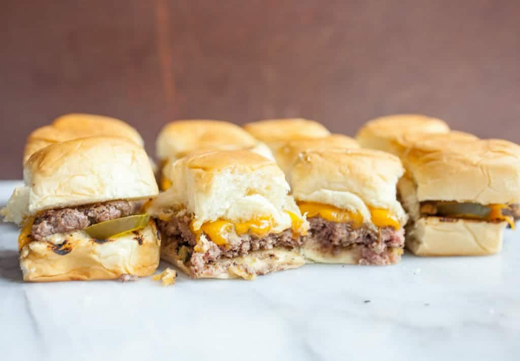 Grilled Sliders On Sweet Rolls with Cheddar ~ Macheesmo