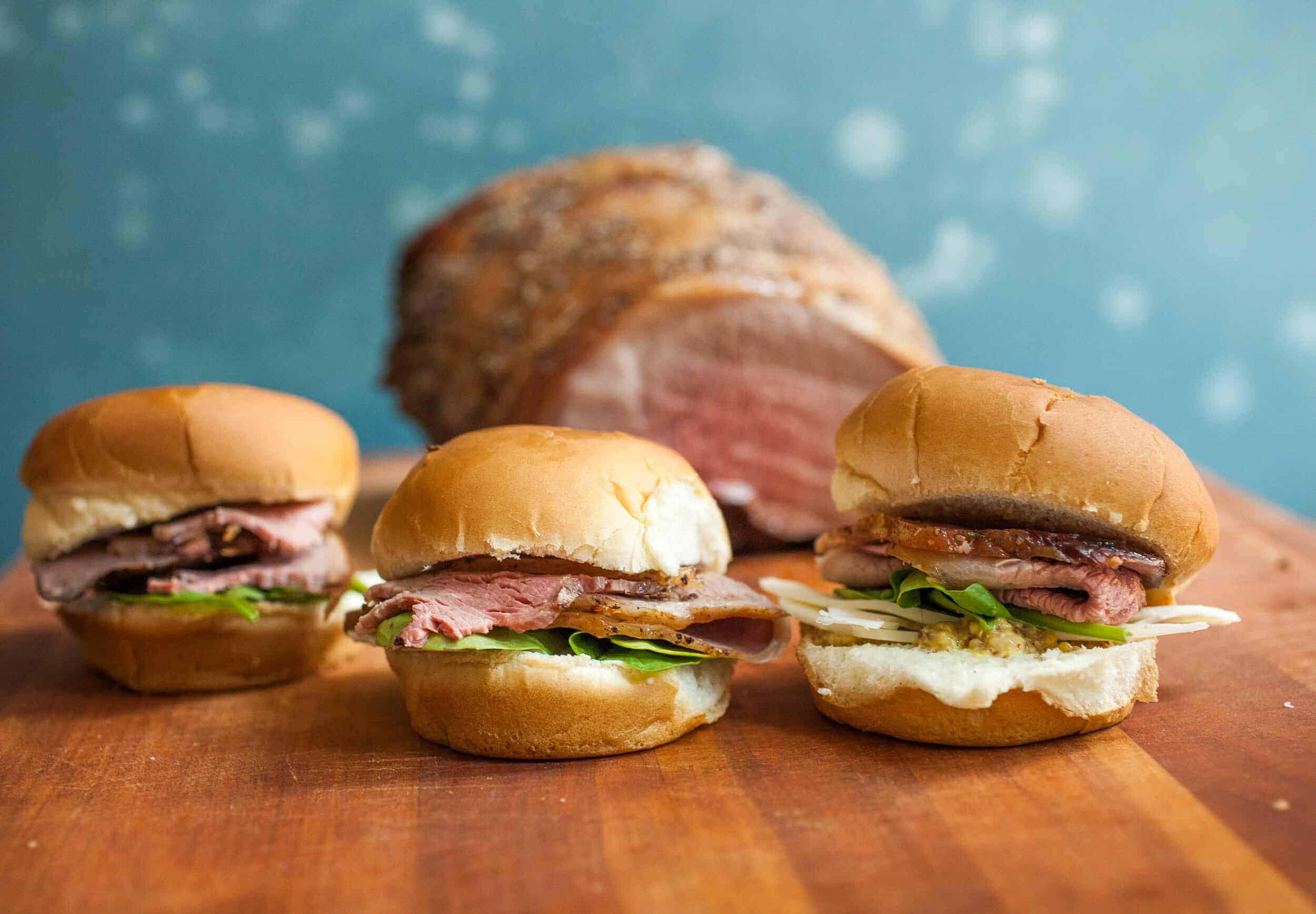 Roast Beef Sliders: The party food to beat all party foods! If you're feeding a crowd these roast beef sliders are much easier to make than you might think! Slice it thin and pile it high! | macheesmo.com