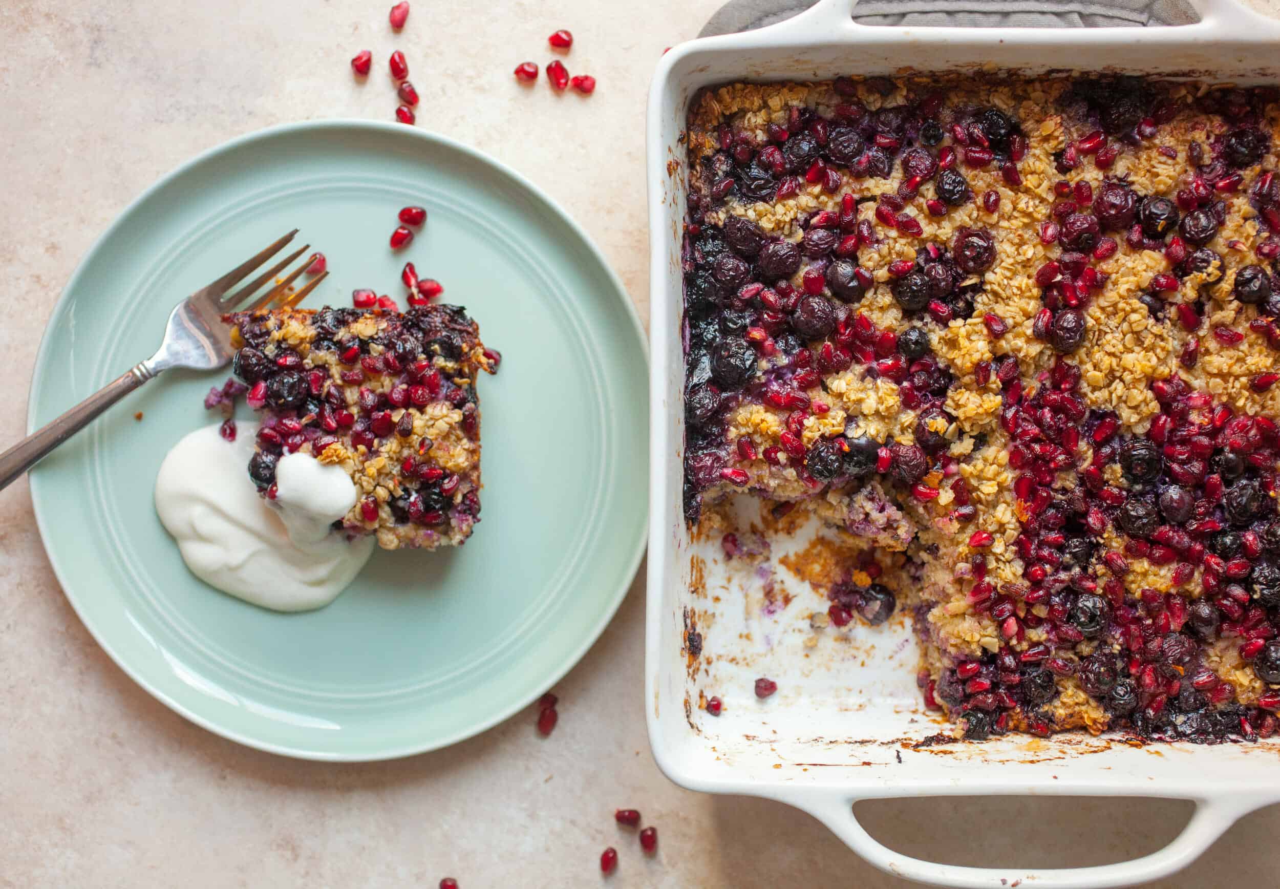 Blueberry Baked Oatmeal with Pomegranate Seeds Image