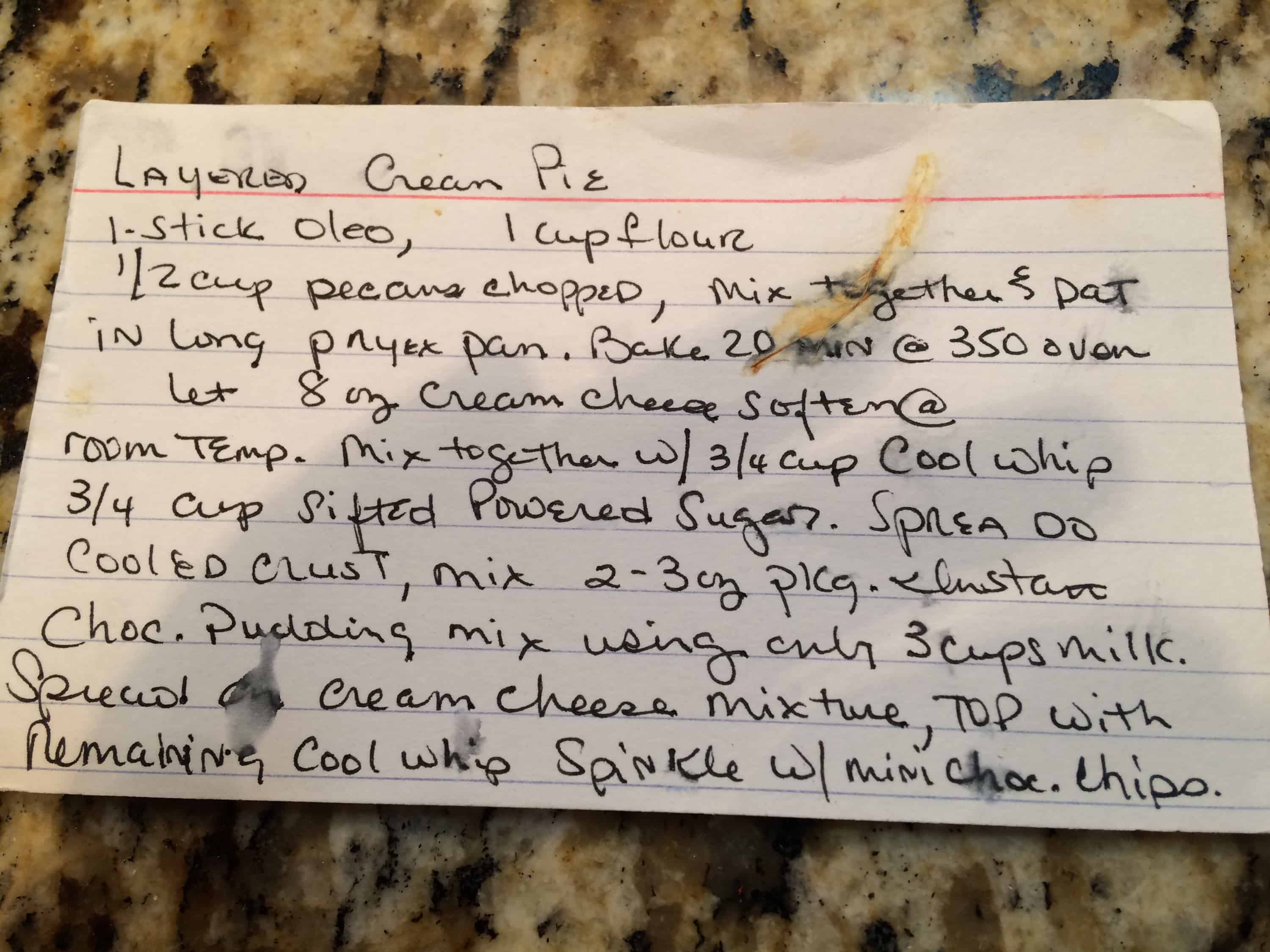 original card recipe for pudding cake.