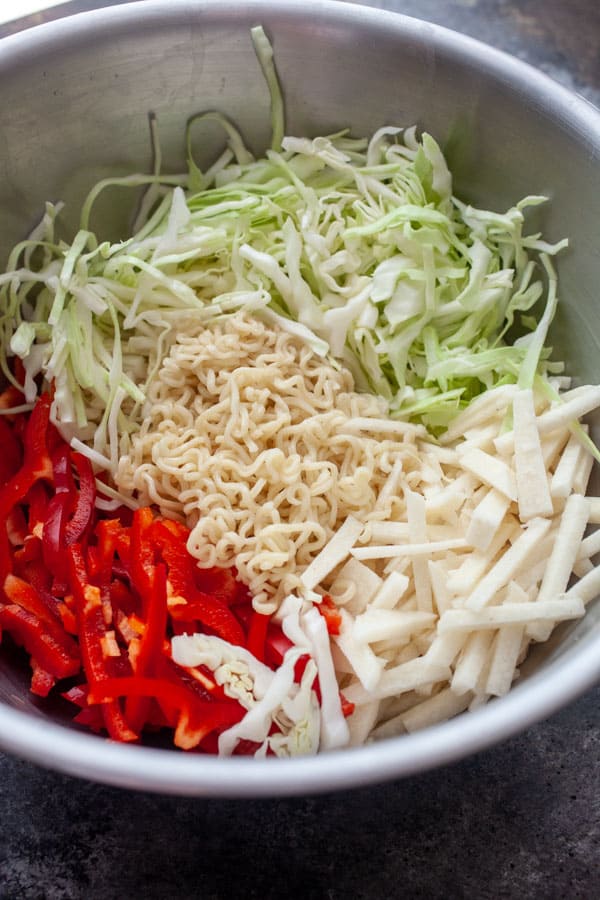 My favorite crunchy vegetables for ramen noodle salad. 