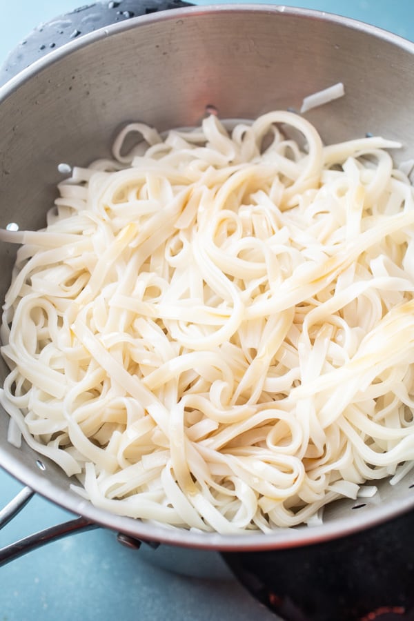 Cooked Rice Noodles ready for noodle bowls