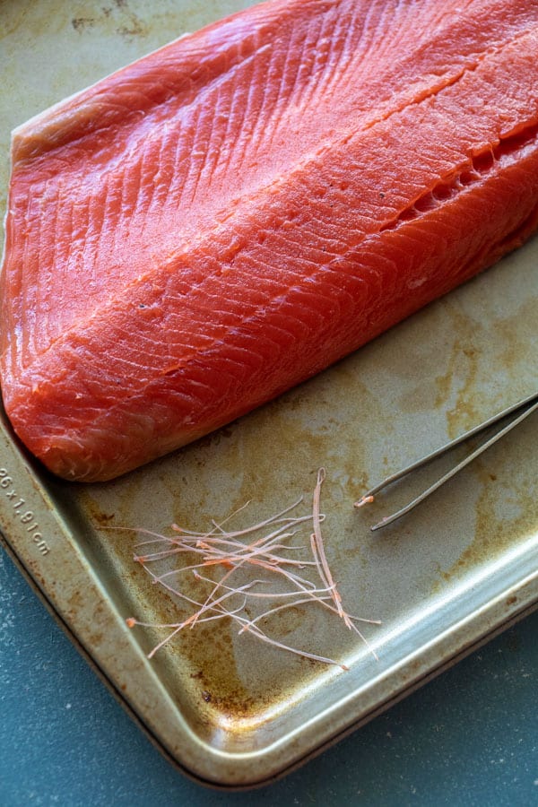 Prepping the Salmon for Herb-Crusted Salmon