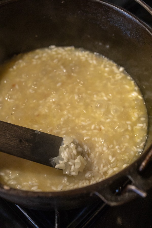 Cooking chicken risotto