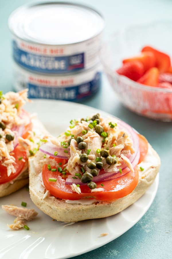 Tuna Breakfast Bagels with Lemon and Capers