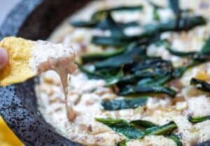 Queso Molcajete with Roasted Poblanos
