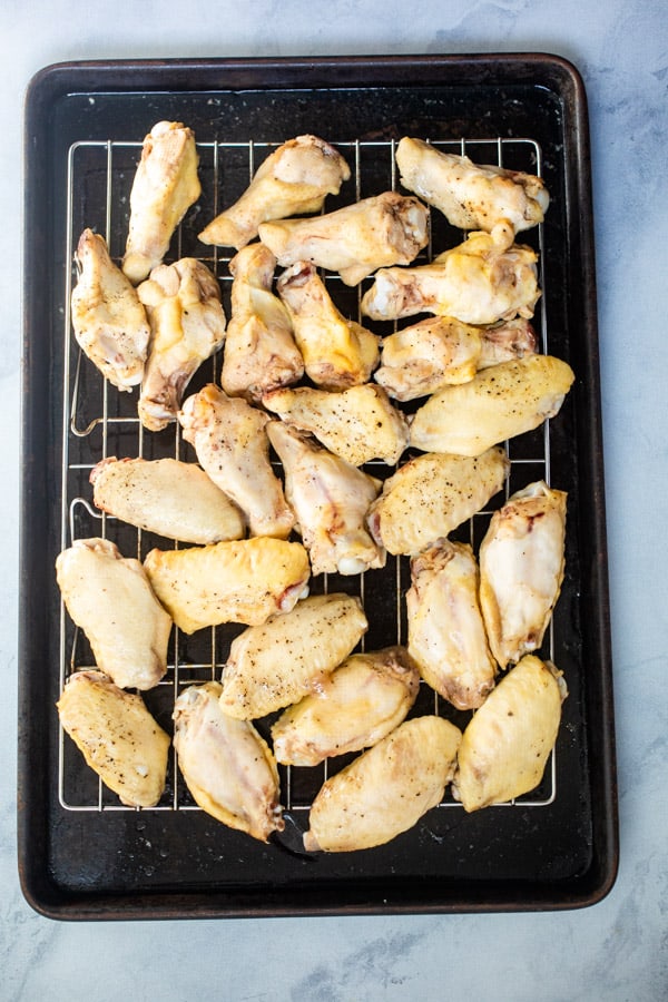 Chicken wings need to dry before cooking.