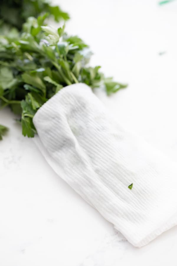 Paper Towel Wrapped Herbs