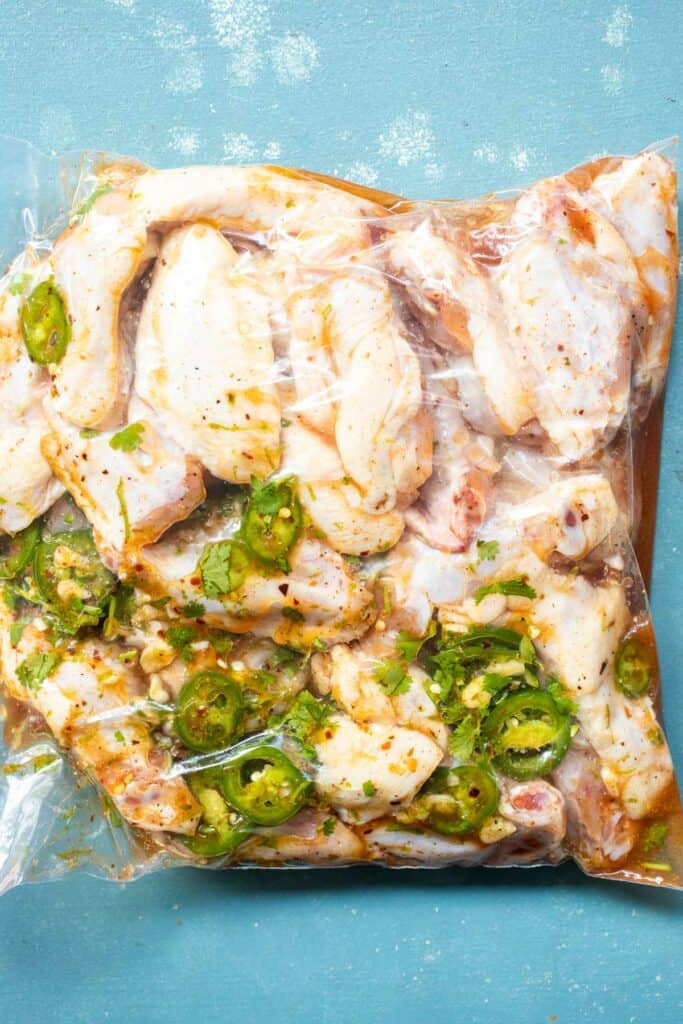 Chicken wings in tequila lime marinade