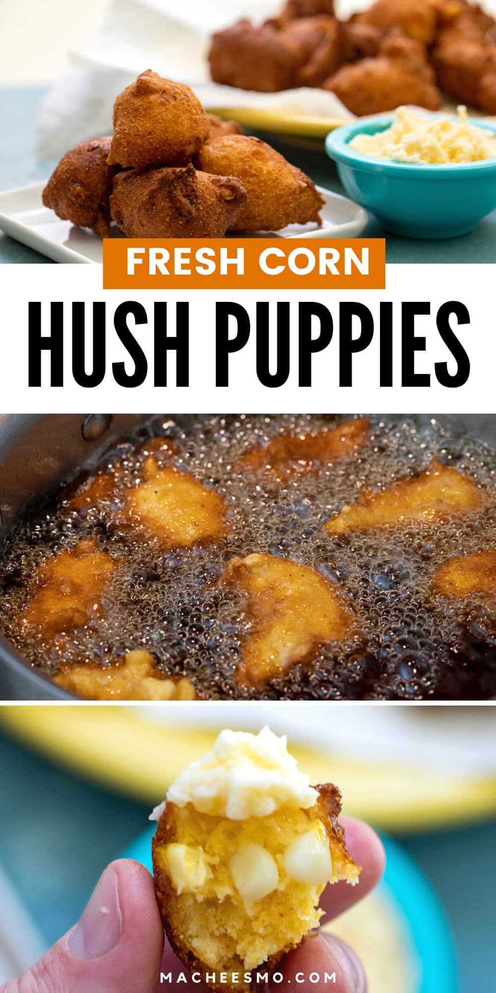 Sweet Corn Hush Puppies with Honey Butter ~ Macheesmo