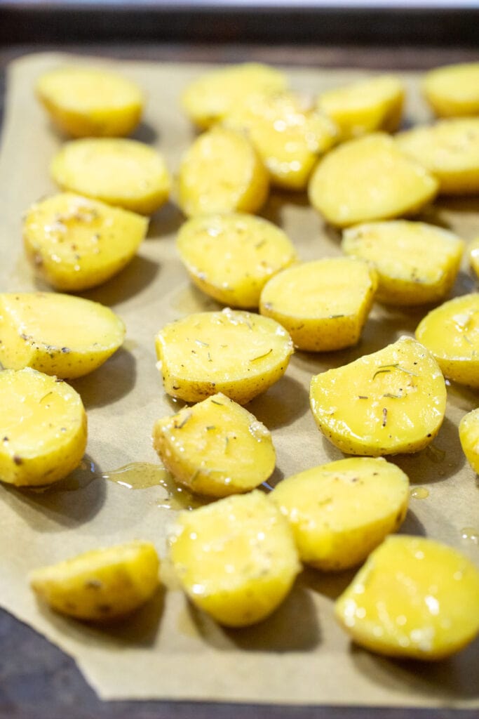 potatoes ready to roast.