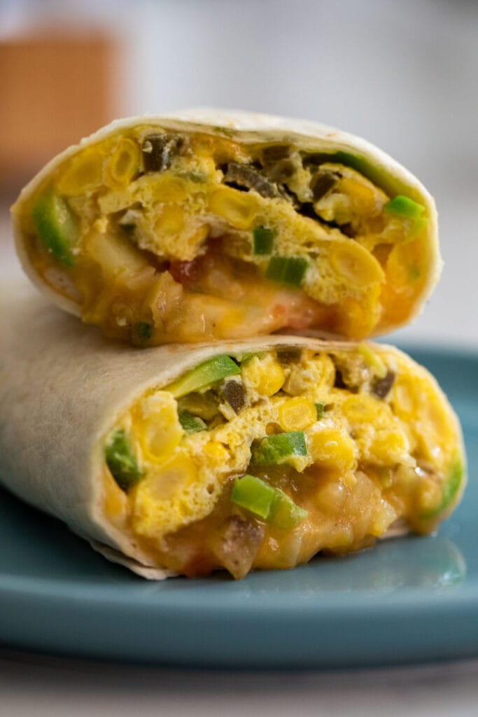 Breakfast burrito out of the microwave. 