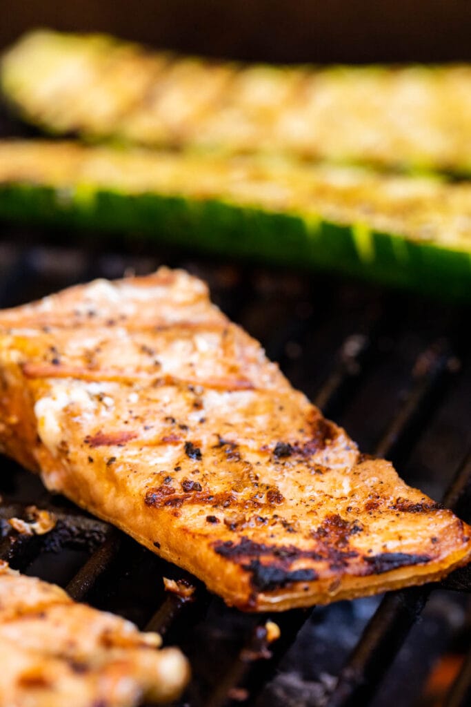 Salmon filets on the grill. 