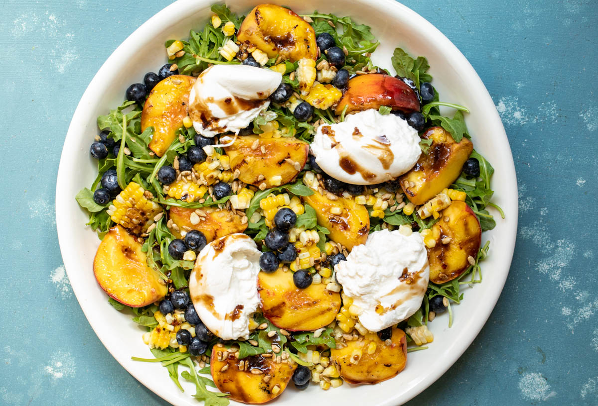 Grilled Peach Salad with Burrata.
