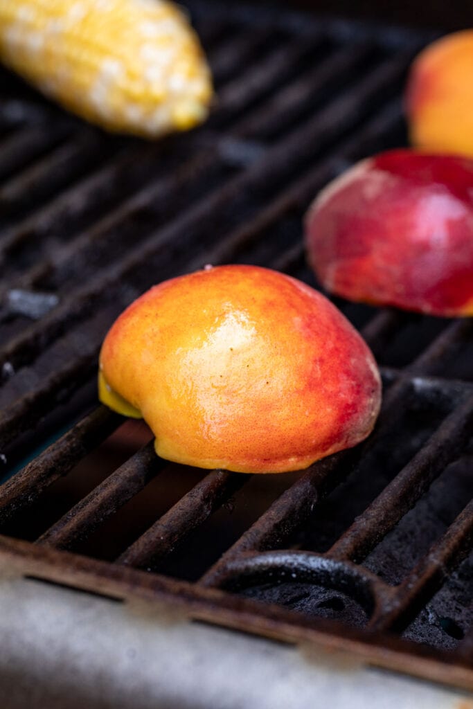 Grilling peaches.